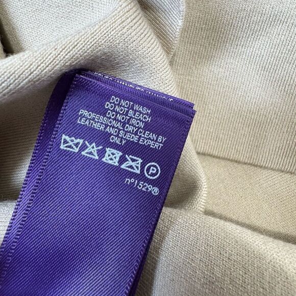 Ralph Lauren Purple Label Wool Beige Long Sleeve Suede Dress NWT Small - Picture 12 of 12